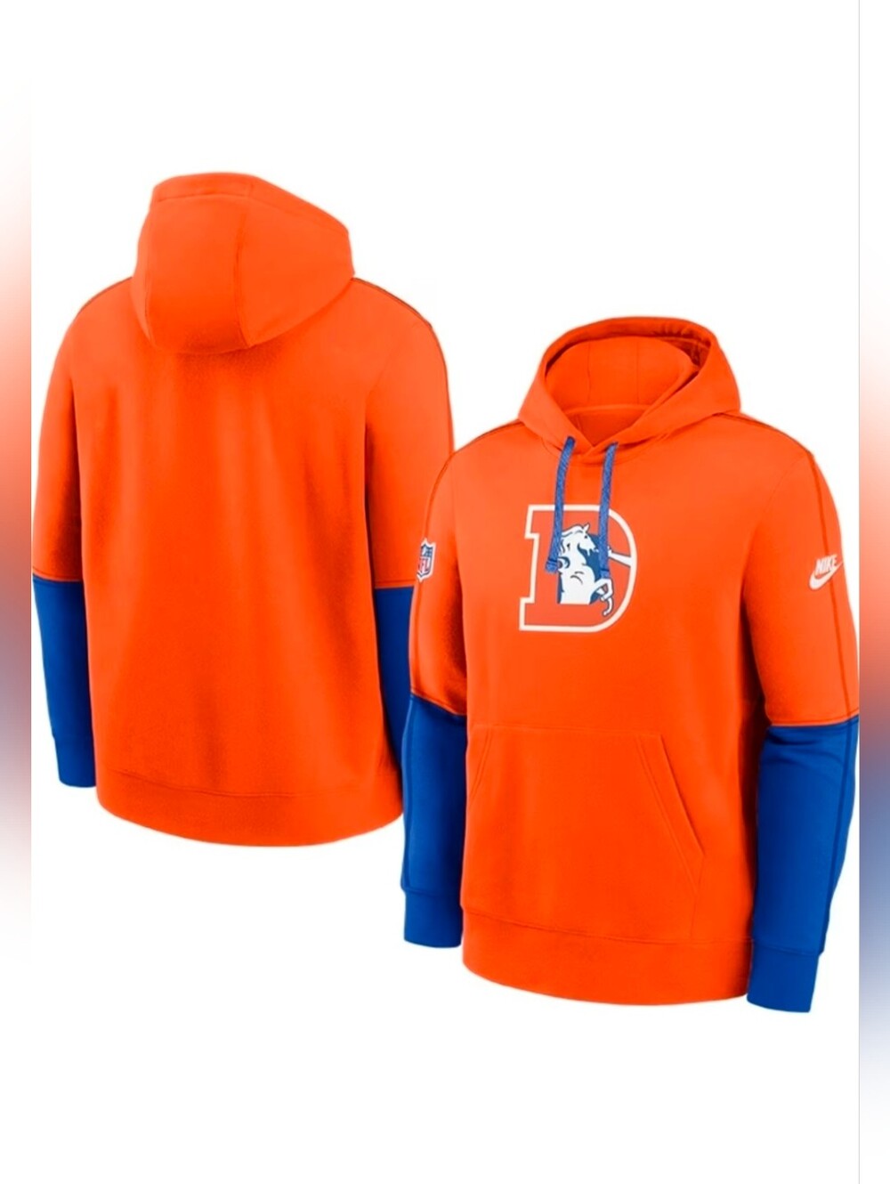 Nike RETRO Denver Broncos Orange Pullover Hoodie 3x New